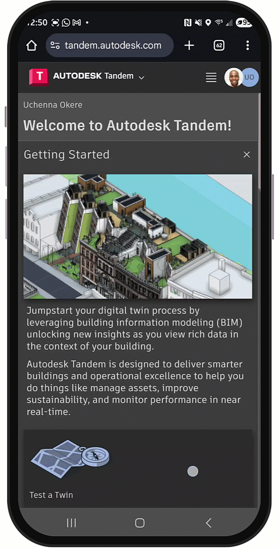 Autodesk Tandem Demo on mobile